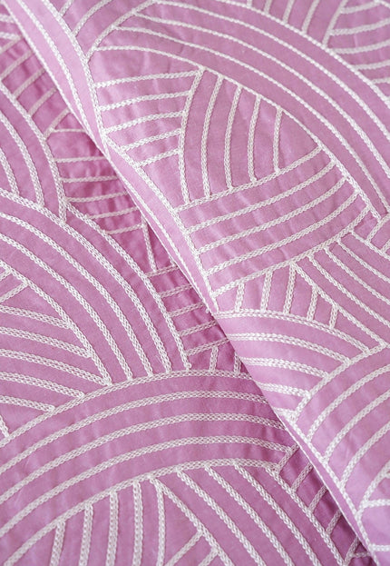 Embroidered Baby Pink Pure Cotton Poplin by the yard, 45" inches wide, 145 GSM