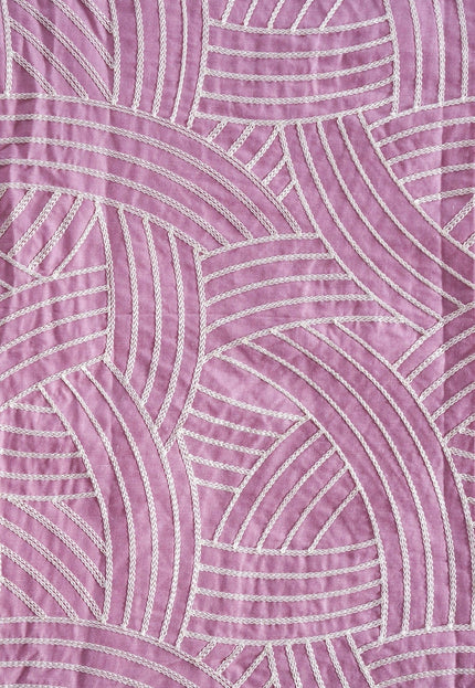 Embroidered Baby Pink Pure Cotton Poplin by the yard, 45" inches wide, 145 GSM