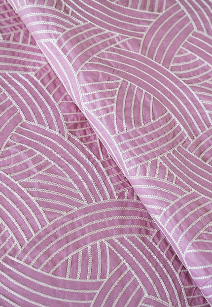 Embroidered Baby Pink Pure Cotton Poplin by the yard, 45" inches wide, 145 GSM