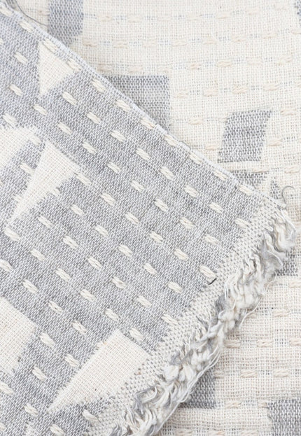 Gray quilt designs on Organic Cotton Quilted Fabric by the yard, 45 inches wide, 612 GSM