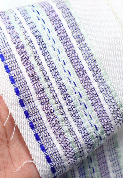 Tela de gasa de bambú puro con rayas de lúrex por yarda, 44 pulgadas de ancho, 135 GSM