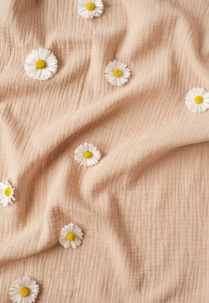 Crinkled Double Cloth Organic Cotton Crepe Fabric by the yard, 50 inches wide, 150 GSM