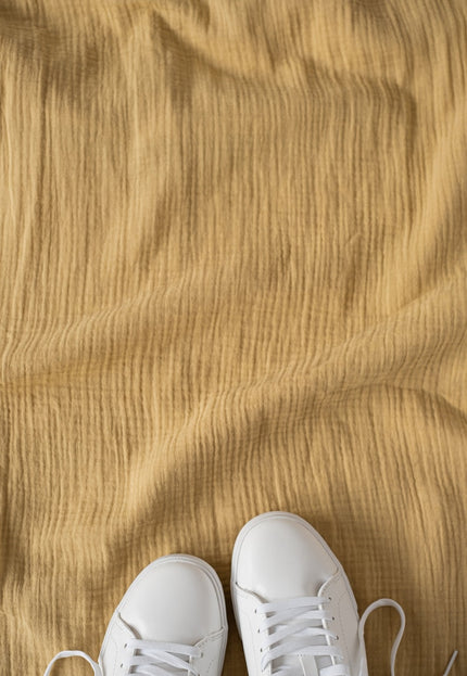 Crinkled Double Cloth Organic Cotton Crepe Fabric by the yard, 50 inches wide, 150 GSM