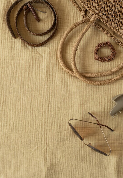 Crinkled Double Cloth Organic Cotton Crepe Fabric by the yard, 50 inches wide, 150 GSM