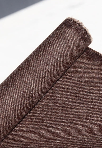 Tela de tweed de sarga de lana de yak marrón pura por yarda, 58 pulgadas de ancho, 373 GSM