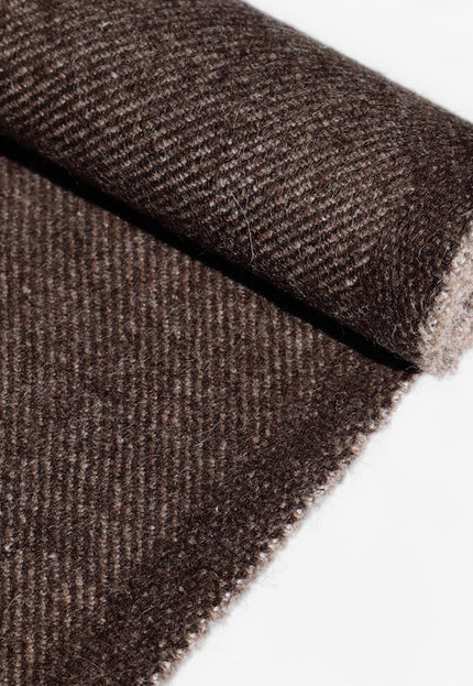 Tela de tweed de sarga de lana de yak marrón pura por yarda, 58 pulgadas de ancho, 373 GSM