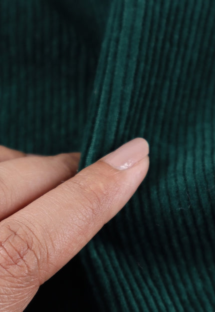 Forest Green Organic Cotton Corduroy fabric, 13 wales, 58" inches wide, 330 GSM