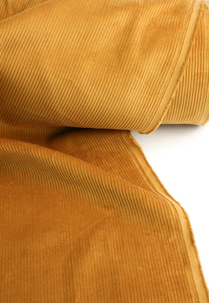 Organic Mustard Cotton Corduroy Fabric, 58" Wide, 13 Wales, 330 GSM, Eco-Friendly Upholstery & Sewing Material