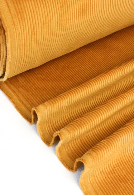 Organic Mustard Cotton Corduroy Fabric, 58" Wide, 13 Wales, 330 GSM, Eco-Friendly Upholstery & Sewing Material
