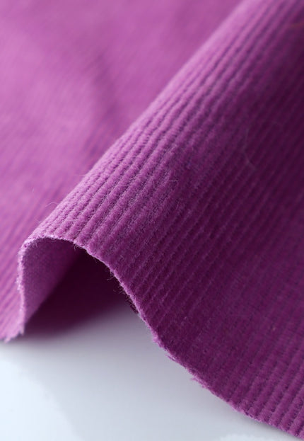 Tela de pana de algodón orgánico morado, 14 galones, 58" de ancho, 333 g/m²