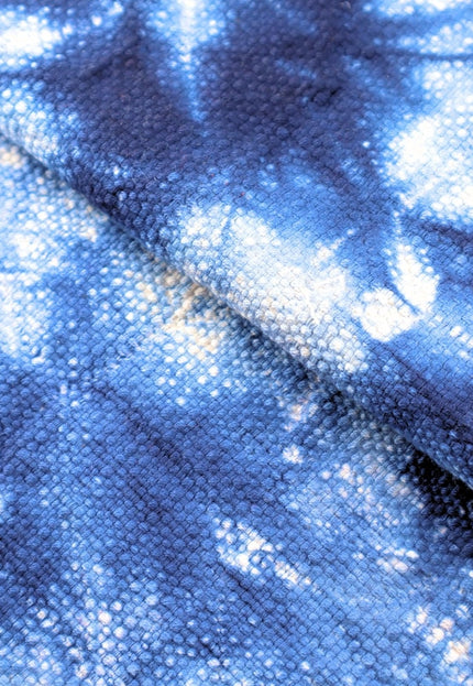 Tela de algodón orgánico Shibori índigo por yarda, 58 pulgadas de ancho, 373 GSM