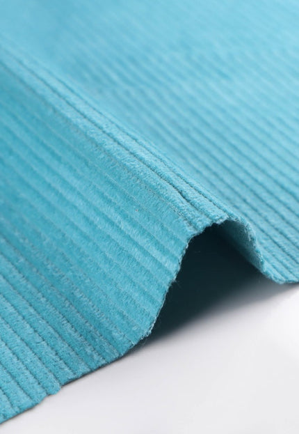 Teal Corduroy Fabric, 8 wales, 58" inches wide, 333 GSM, Organic Cotton Corduroy