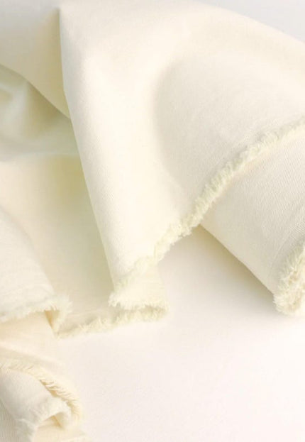 Tela vaquera de algodón orgánico blanca lavada a piedra por yarda, 58 pulgadas de ancho, 271 g/m²