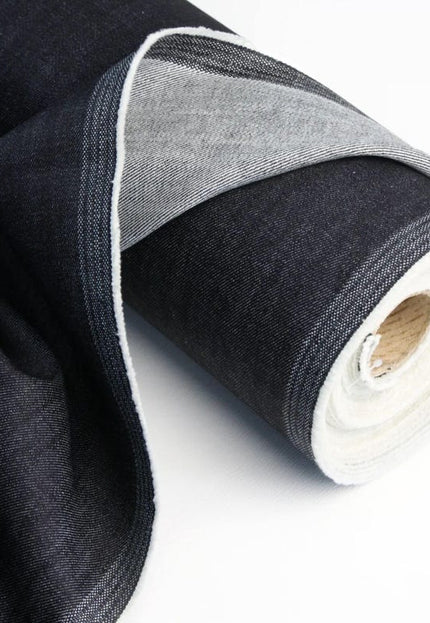 Tela vaquera de algodón orgánico negra lavada a piedra por yarda, 58 pulgadas de ancho, 258 GSM