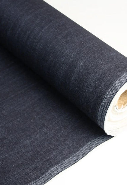 Tela vaquera de algodón orgánico negra lavada a piedra por yarda, 58 pulgadas de ancho, 258 GSM