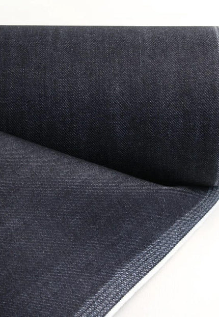 Tela vaquera de algodón orgánico negra lavada a piedra por yarda, 58 pulgadas de ancho, 258 GSM