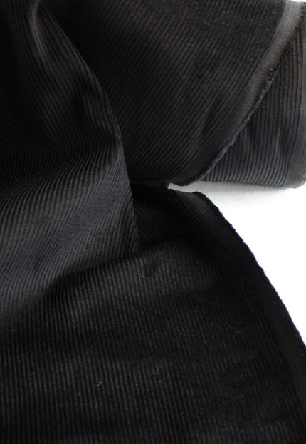 Tela de pana de algodón orgánico negro, 13 galones, 58" de ancho, 333 g/m²