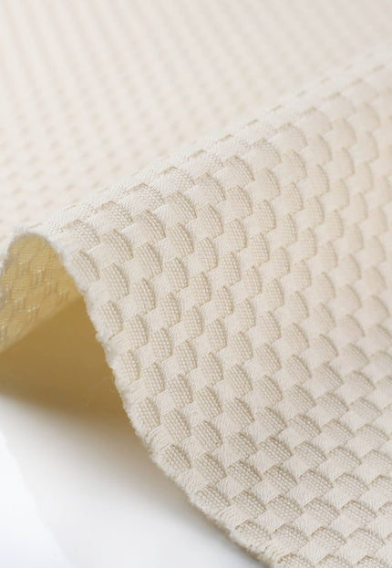 Tela dobby de panal de algodón puro, color greige, 45 pulgadas de ancho, 245 g/m²