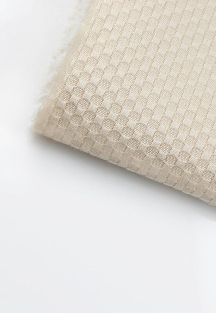 Tela dobby de panal de algodón puro, color greige, 45 pulgadas de ancho, 245 g/m²