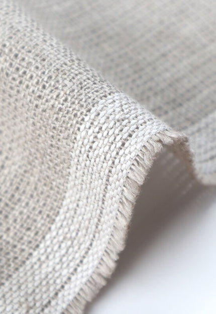 Tela dobby de cáñamo puro color crudo con rayas negras por yarda, 58 pulgadas de ancho, 285 GSM