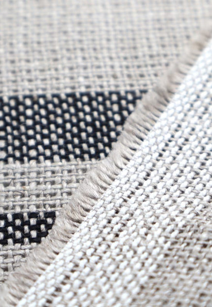 Tela dobby de cáñamo puro color crudo con rayas negras por yarda, 58 pulgadas de ancho, 285 GSM