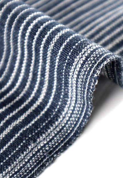 Telar manual de mezcla de lana de yak negra y algodón con rayas blancas, tela por yarda, 40s/2 hilos, 237 GSM, 45 pulgadas de ancho