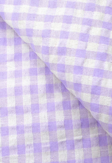 Tela de algodón orgánico vichy lila Seer-Sucker por yarda, 58 pulgadas de ancho, 129 GSM