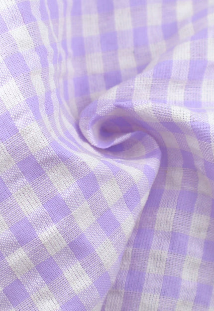 Tela de algodón orgánico vichy lila Seer-Sucker por yarda, 58 pulgadas de ancho, 129 GSM