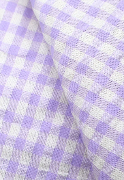 Tela de algodón orgánico vichy lila Seer-Sucker por yarda, 58 pulgadas de ancho, 129 GSM