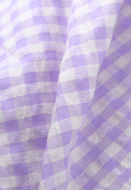 Tela de algodón orgánico vichy lila Seer-Sucker por yarda, 58 pulgadas de ancho, 129 GSM