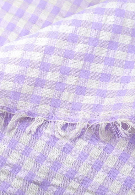 Tela de algodón orgánico vichy lila Seer-Sucker por yarda, 58 pulgadas de ancho, 129 GSM