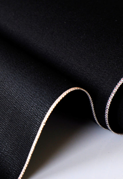Japanese Black Selvedge Denim Fabric - 33" Wide, 396 GSM (12.5oz)