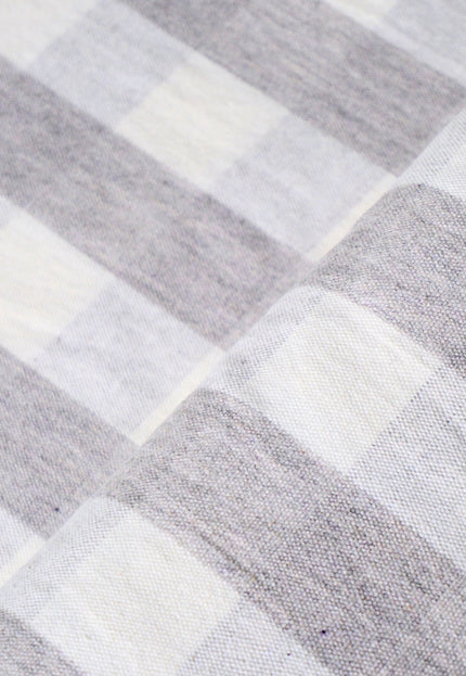 Handwoven Checkered Kala Cotton + Kutchh Wool Fabric, 45" Wide, 270 GSM