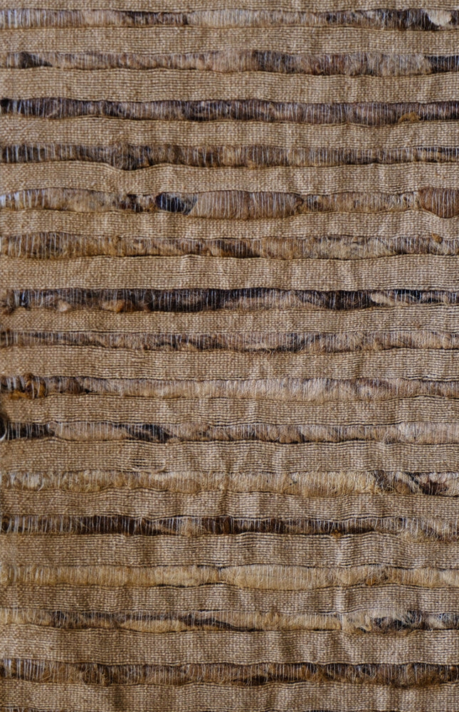 Undyed Tussar Silk Noil Striped Fabric | 280 GSM | 44” Wide