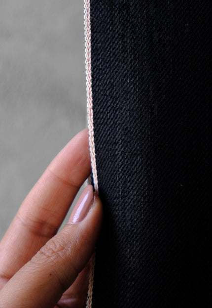 Japanese Black Selvedge Denim Fabric - 33" Wide, 396 GSM (12.5oz)