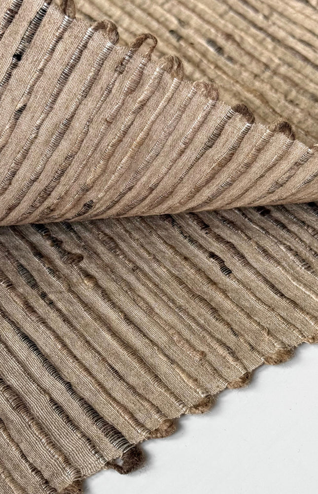 Undyed Tussar Silk Noil Striped Fabric | 280 GSM | 44” Wide