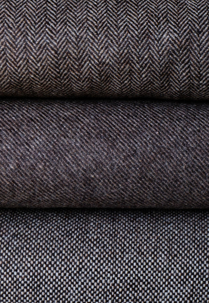 Dark Brown Yak Wool Tweed (Plain, Herringbone & Twill) Fabric, 320 GSM, 54" wide
