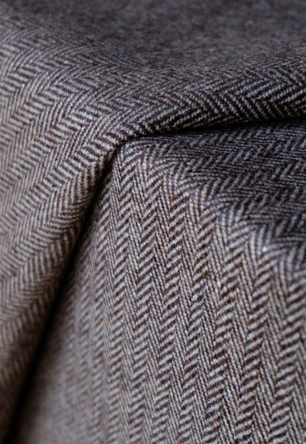 Dark Brown Yak Wool Tweed (Plain, Herringbone & Twill) Fabric, 320 GSM, 54" wide