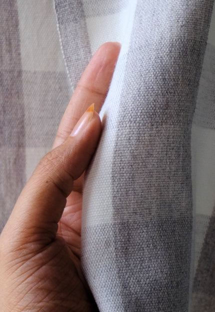 Handwoven Checkered Kala Cotton + Kutchh Wool Fabric, 45" Wide, 270 GSM
