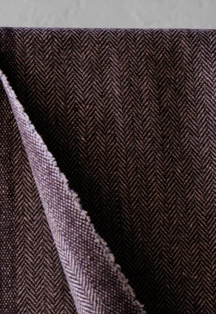 Dark Brown Yak Wool Tweed (Plain, Herringbone & Twill) Fabric, 320 GSM, 54" wide