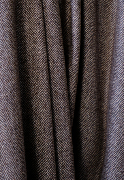 Dark Brown Yak Wool Tweed (Plain, Herringbone & Twill) Fabric, 320 GSM, 54" wide