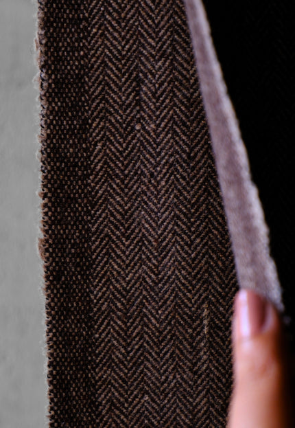 Dark Brown Yak Wool Tweed (Plain, Herringbone & Twill) Fabric, 320 GSM, 54" wide