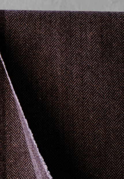 Dark Brown Yak Wool Tweed (Plain, Herringbone & Twill) Fabric, 320 GSM, 54" wide
