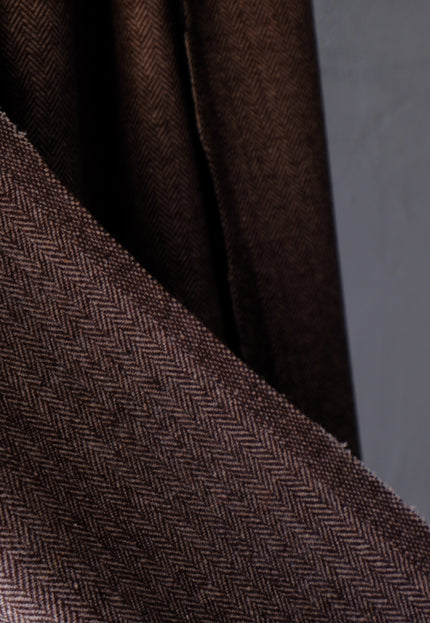 Dark Brown Yak Wool Tweed (Plain, Herringbone & Twill) Fabric, 320 GSM, 54" wide