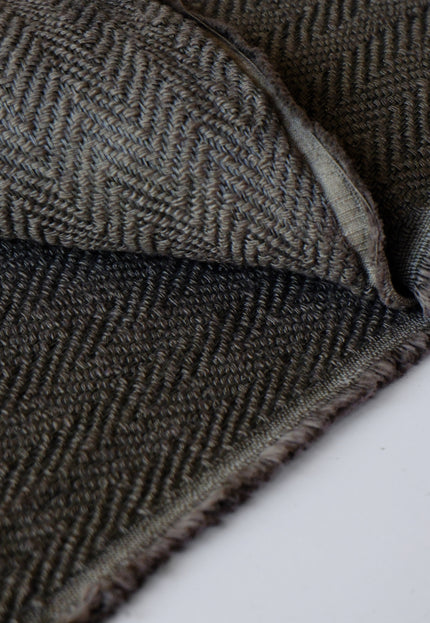 Handwoven Wool-Cotton Herringbone Fabric, 230 GSM, 48" Wide