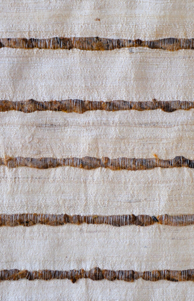 Undyed Bronze Tussar Silk Noil Striped Fabric | 280 GSM | 44” Wide