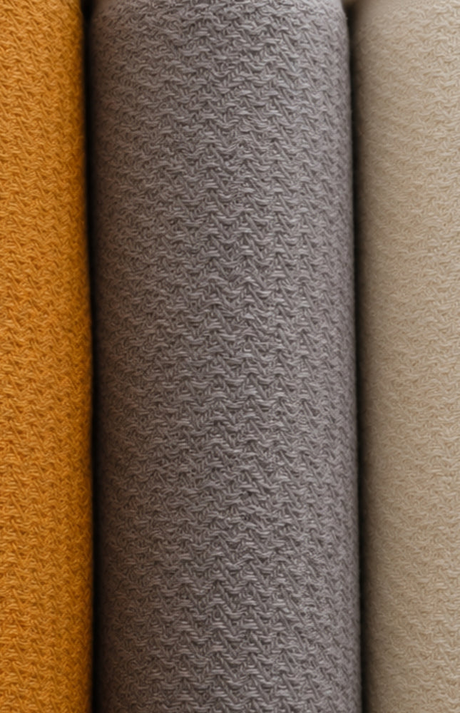 Handwoven Wool-Cotton Double Herringbone Fabric, 300 GSM, 46" Wide