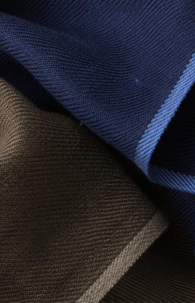 Military Green & Indigo Merino Wool - Linen Fabric | 54” Wide | 220 GSM