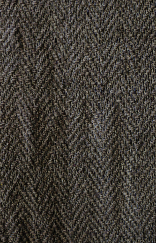 Handwoven Wool-Cotton Herringbone Fabric, 230 GSM, 48" Wide