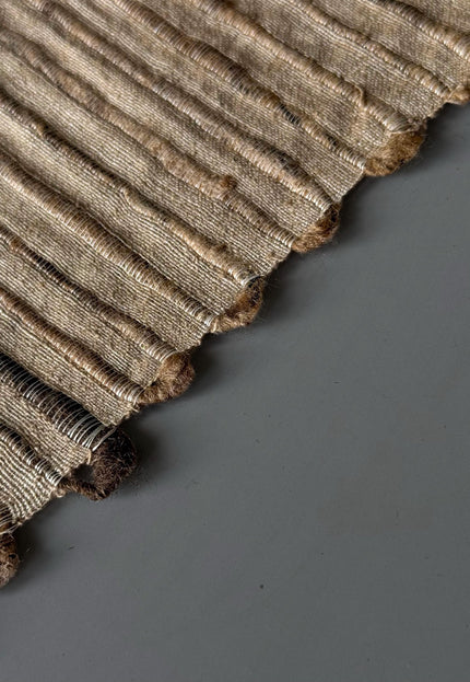 Undyed Tussar Silk Noil Striped Fabric | 280 GSM | 44” Wide